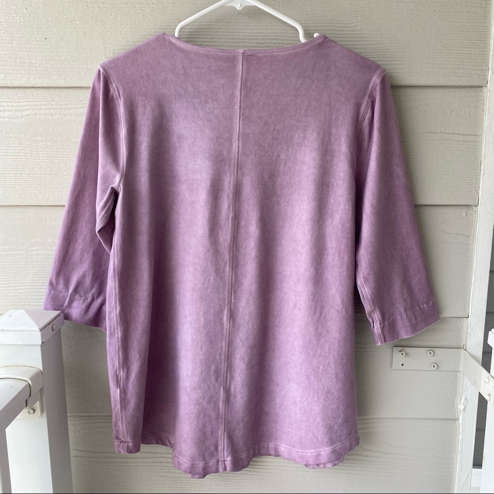 SOFT SURROUNDINGS V Neck Lavender Top - Picture 5 of 9